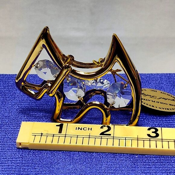 Crystal Delight 24K Gold Plated Terrier Dog Suncatcher Austrian Crystal 1995 VTG - Picture 5 of 5